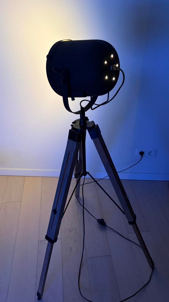 Industriële vloerlamp, Huis en Inrichting, Ophalen, Zo goed als nieuw, Hout, Industrieel
