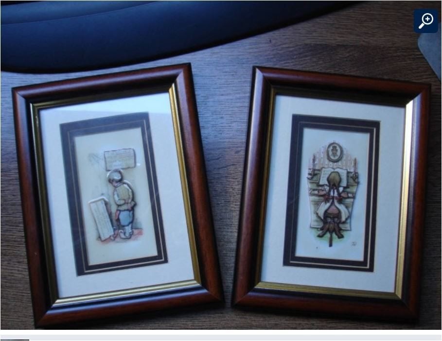 2X werkjes- Anton Pieck - Ingelijst, Wandhanger, Klassiek, Ophalen of Verzenden, Zo goed als nieuw