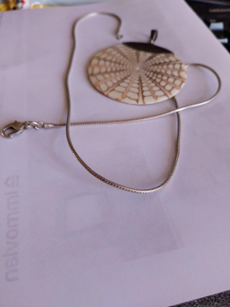 PRACHTIGE VINTAGE PARELMOER HANGER+KETTING VAN 925 ZILVER, Ophalen of Verzenden, Zo goed als nieuw, Kruis of Symbool, Met parel