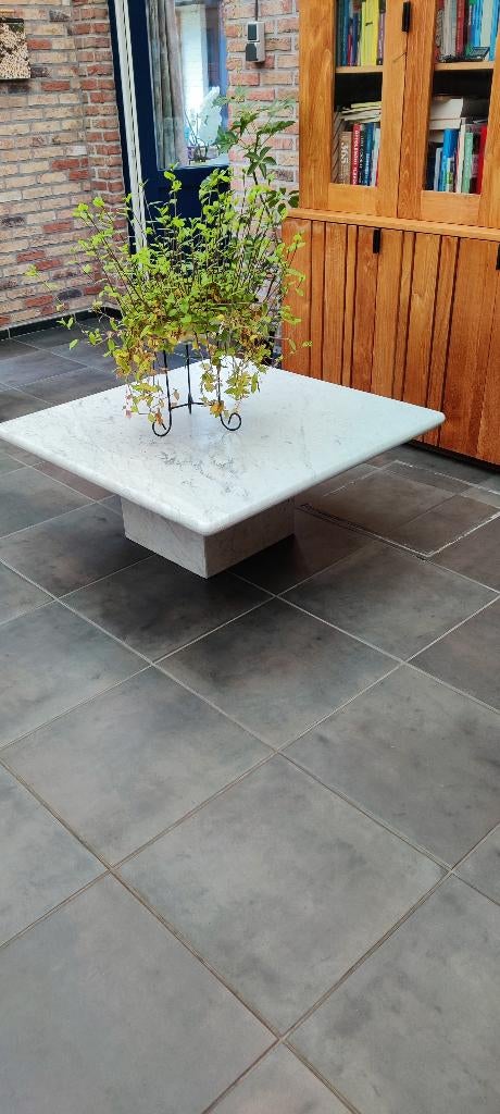 salontafeltje wit carrara marmer, Ophalen, Gebruikt, 50 tot 100 cm, Vierkant