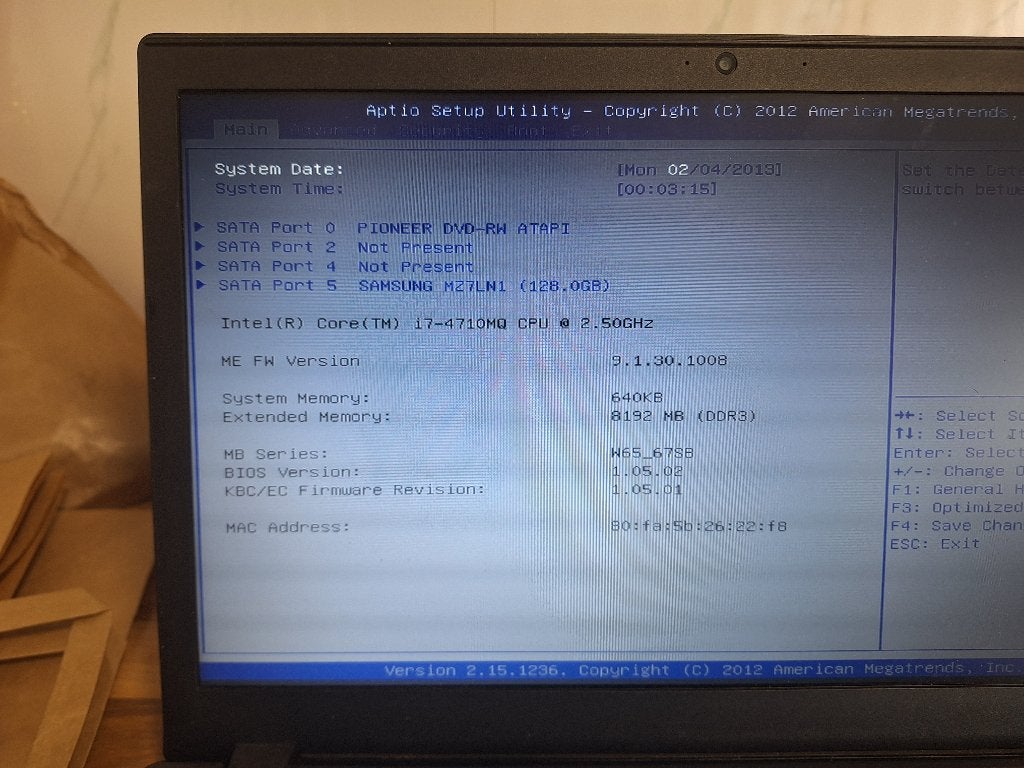 PC Portable Clevo-asus 15,6" | Intel i7, Enlèvement ou Envoi, Intel Core i7-4710MQ, 8 GB, ASUS