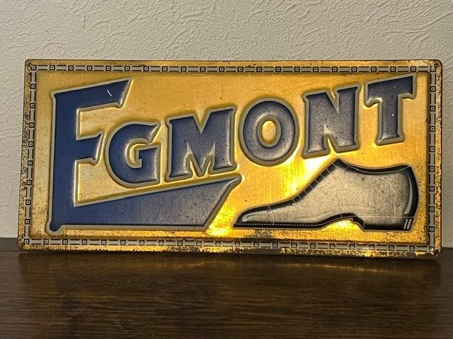 ancienne plaque publicitaire en tôle pour  chaussures Egmont, Enlèvement, Panneau publicitaire