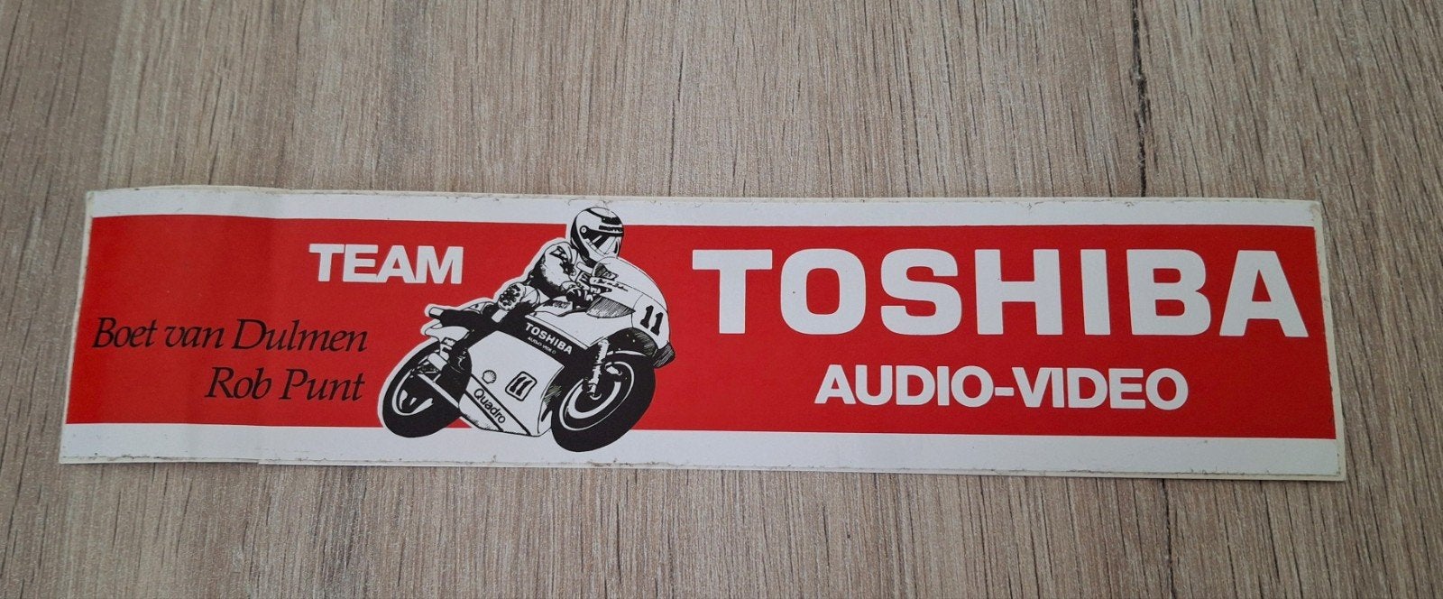 Vintage sticker motocross team Toshiba, Ophalen of Verzenden, Zo goed als nieuw, Auto of Motor