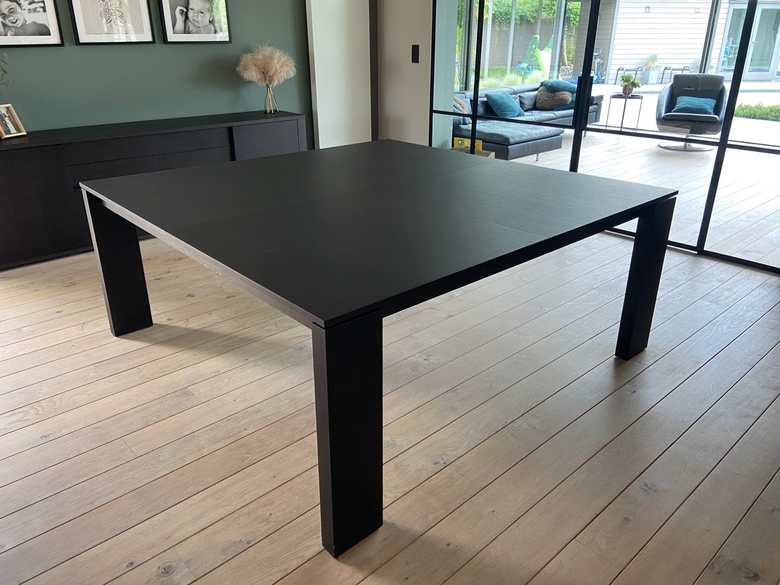 Table à manger en chêne 180x180 wengé, 150 à 200 cm, Cinq personnes ou plus, 150 à 200 cm, Enlèvement