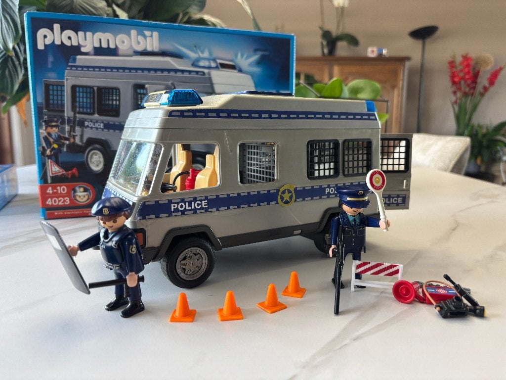 Playmobil 4023 Fourgon équipé et policiers, Comme neuf, City action, Figurines, Kit complet