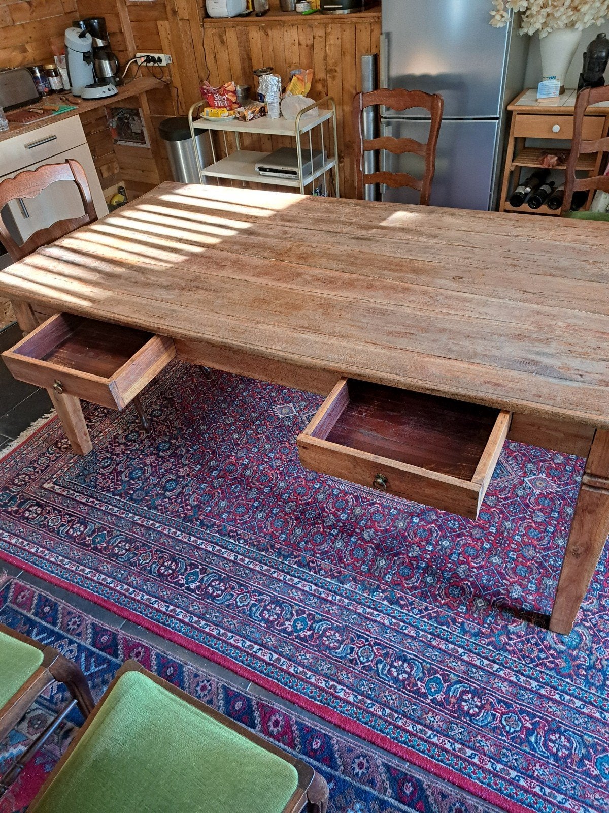 table de ferme chêne et palissandre., Enlèvement