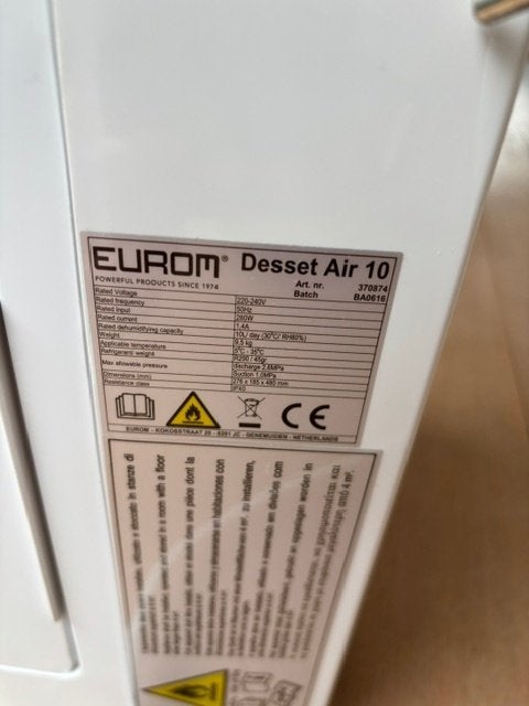 EUROM desert air 10 luchtontvochtiger, Electroménager, Enlèvement, Comme neuf, Déshumidificateur