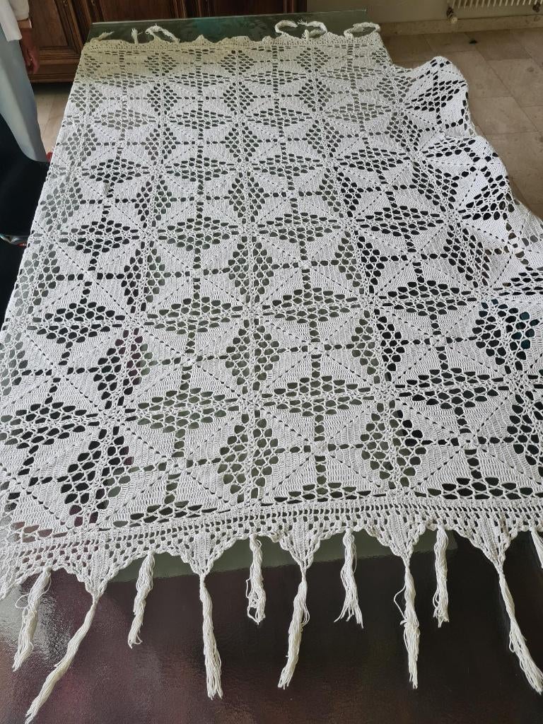 vintage hand gehaakte bedsprei, Huis en Inrichting, Slaapkamer | Beddengoed, Ophalen, Gebruikt, Wit, Overige typen
