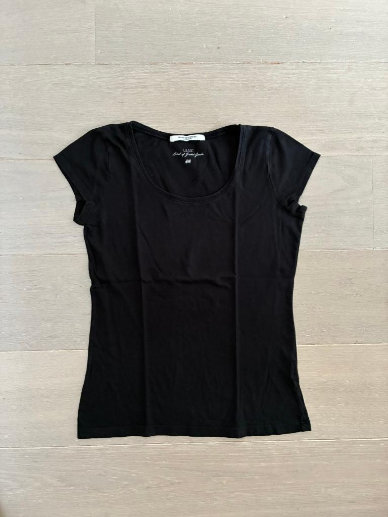 Zwarte T-shirt van H&M (Maat S/M), Maat 38/40 (M), H&M, Zwart, Ophalen of Verzenden