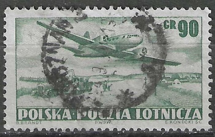 Polen 1952 - Yvert 29PA - Iliouchine en Platteland (ST), Postzegels en Munten, Postzegels | Europa | Overig, Gestempeld, Polen