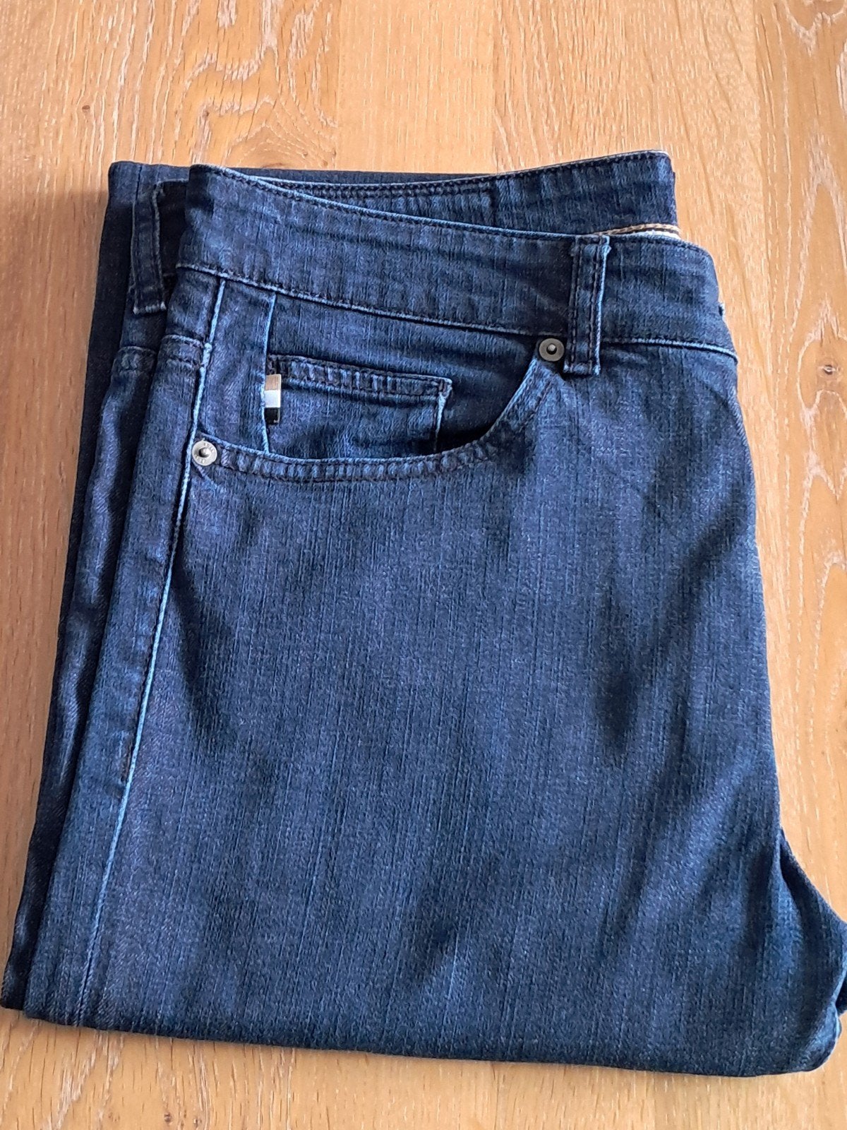 Jeansbroek van het merk Boss, donkerblauw, BOSS, Ophalen of Verzenden, Zo goed als nieuw, Maat 48/50 (M)