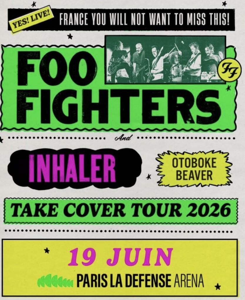 Places de concert FOO FIGHTERS - Paris 19/06/2026, Tickets & Billets