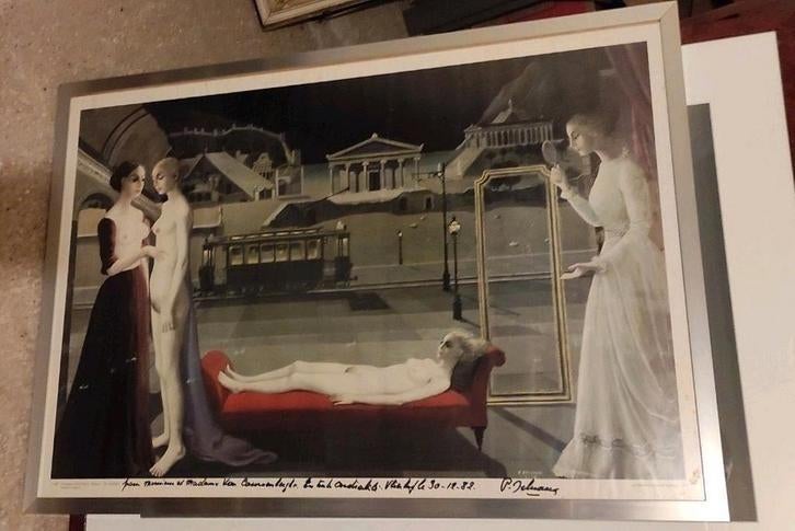 XXL KADER : GETEKENDE PAUL DELVAUX, Ophalen of Verzenden