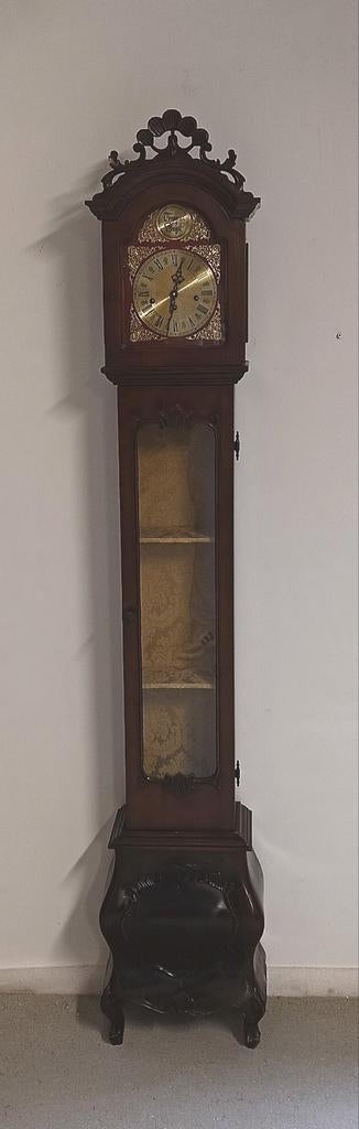 Prachtige Eiken Staande Klok / Vitrinekast – Tempus Fugit –, Antiek en Kunst, Ophalen