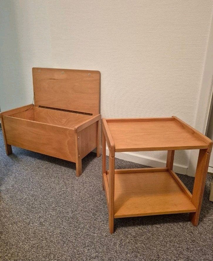 Ensemble mobilier table de chevet et coffre en bois 1970's, Enlèvement, Bois