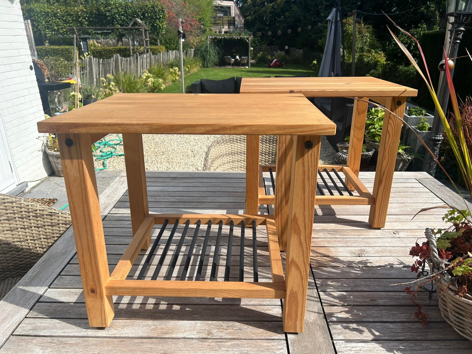 Set van 2 Vintage IKEA Dalselv nachtkastjes, Enlèvement, Comme neuf, Bois