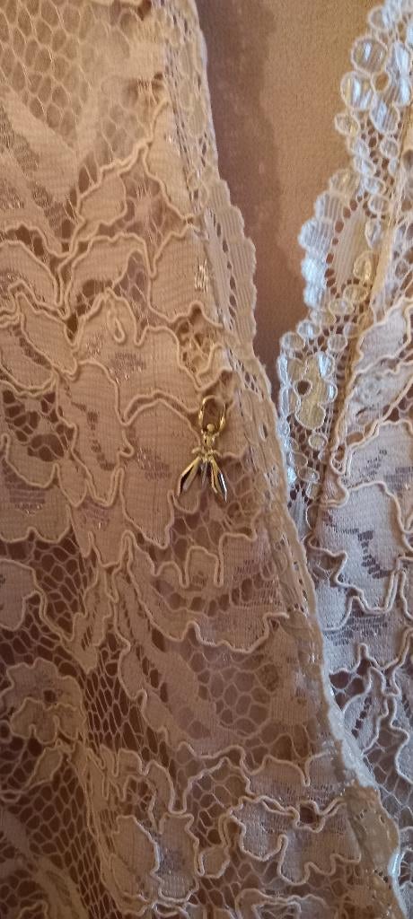 kanten set beige zalm rok top open rug Patrizia Pepe 36, Kleding | Dames, Gelegenheidskleding, Zo goed als nieuw, Overige typen