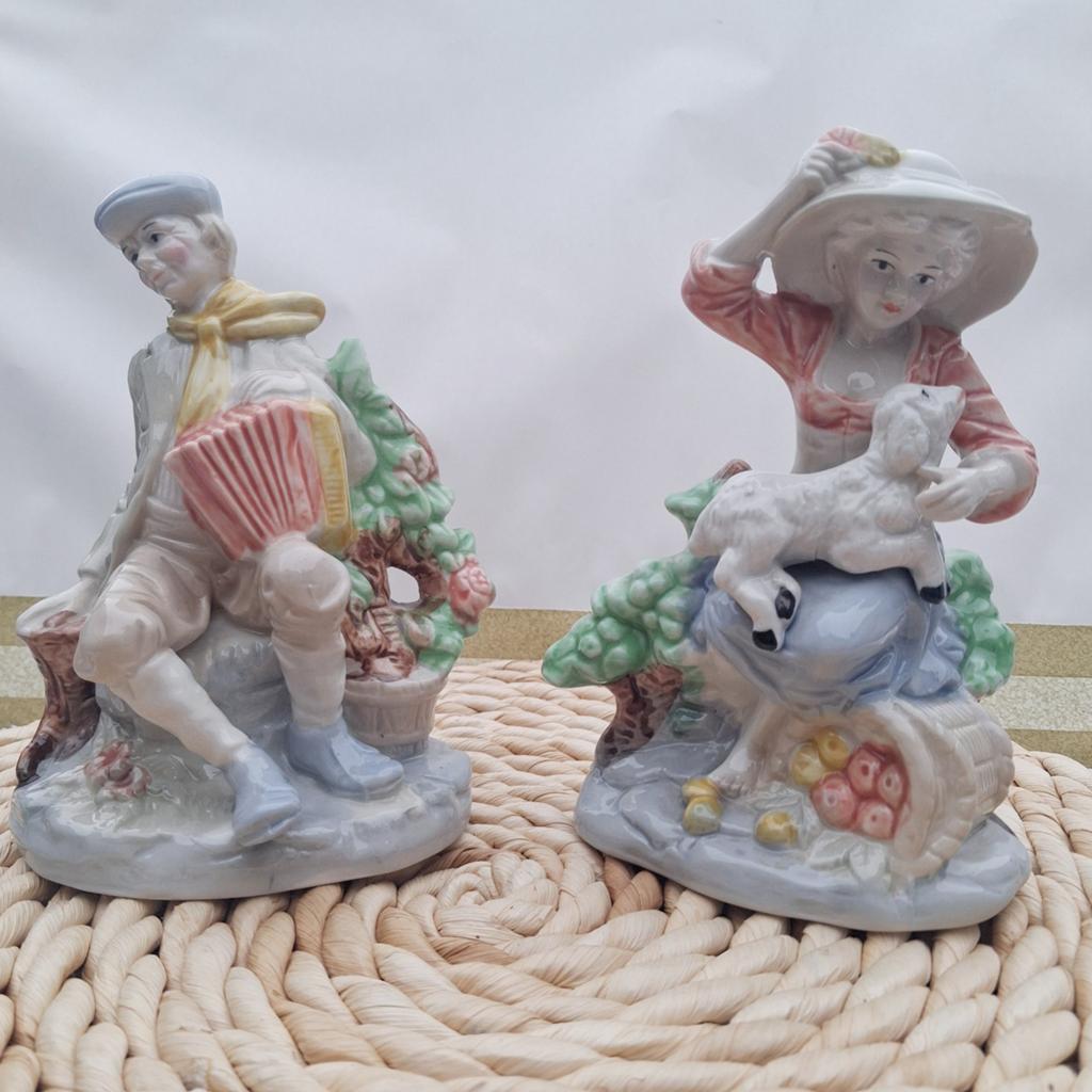 Vintage porseleinen beeldje herder en herderin, Verzamelen, Ophalen of Verzenden