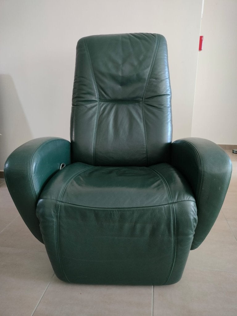 Fauteuils de relaxation en cuir Modulax – Vert forêt, Ophalen, Gebruikt, Leer, Vintage