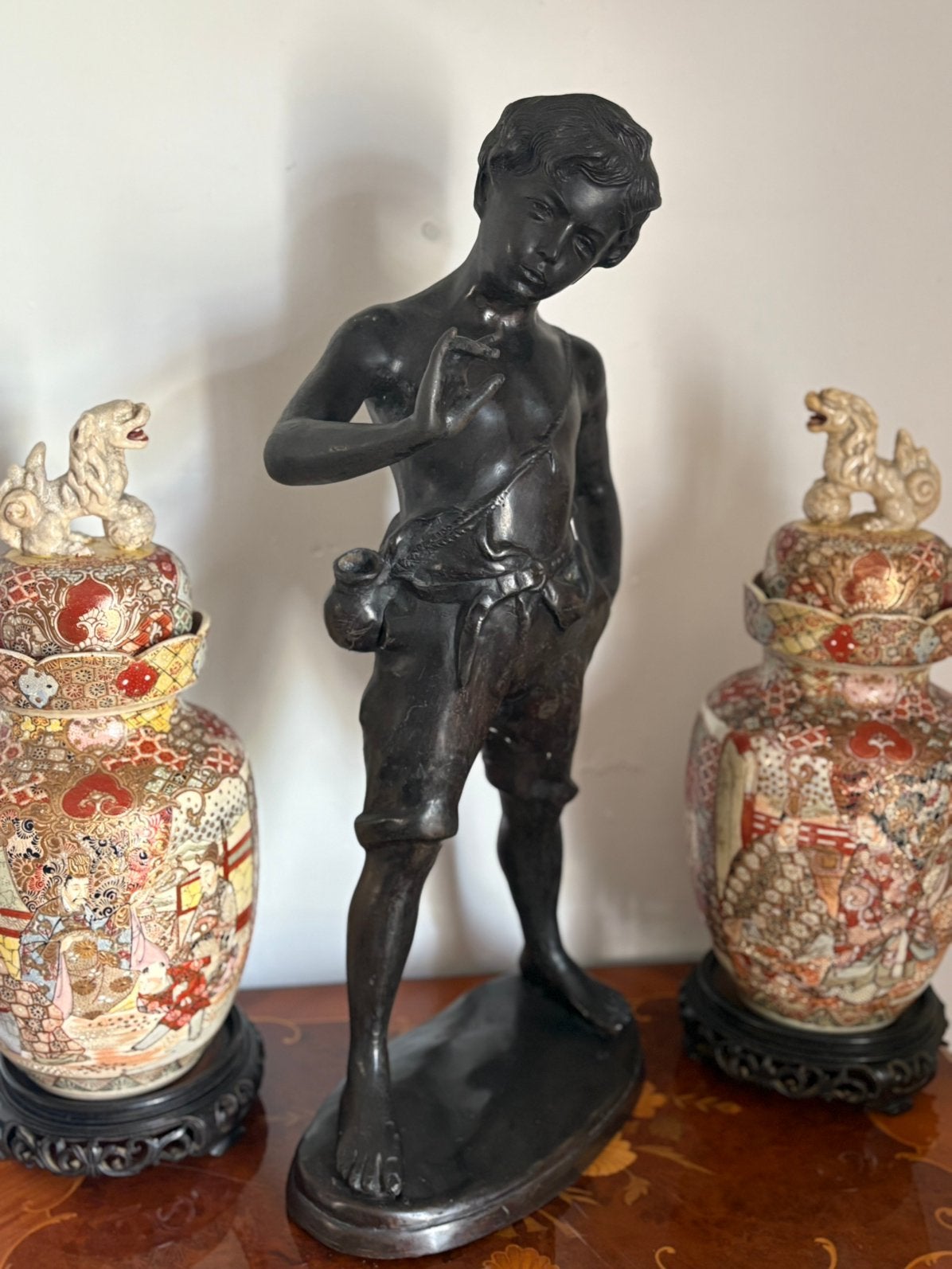 Groot oud bronzen beeld, Antiek en Kunst, Ophalen