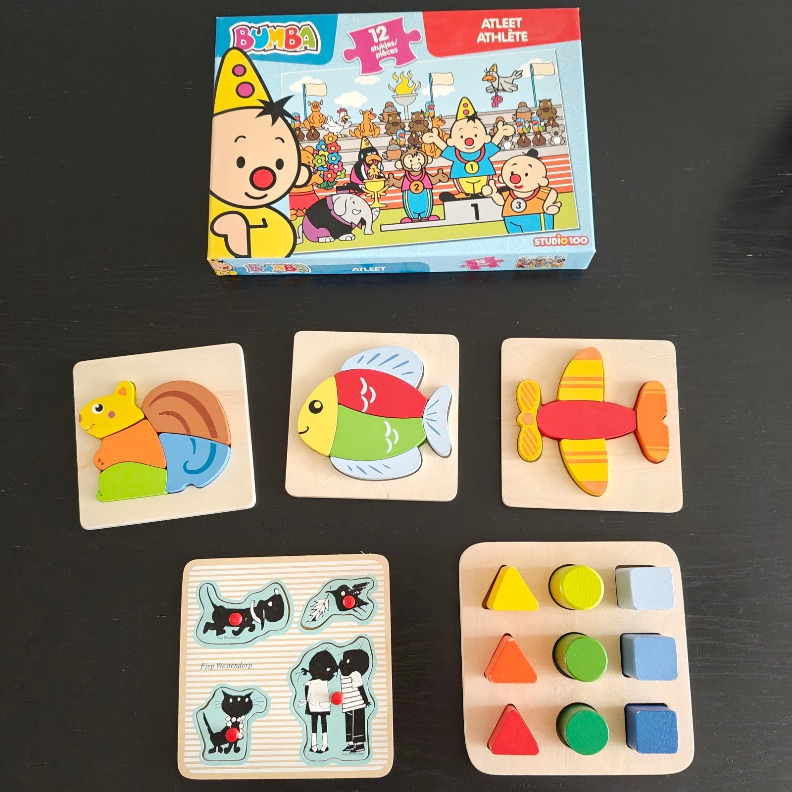 Houten speelgoed + Bumba puzzel, Ophalen, 10 tot 50 stukjes, Zo goed als nieuw, Van hout