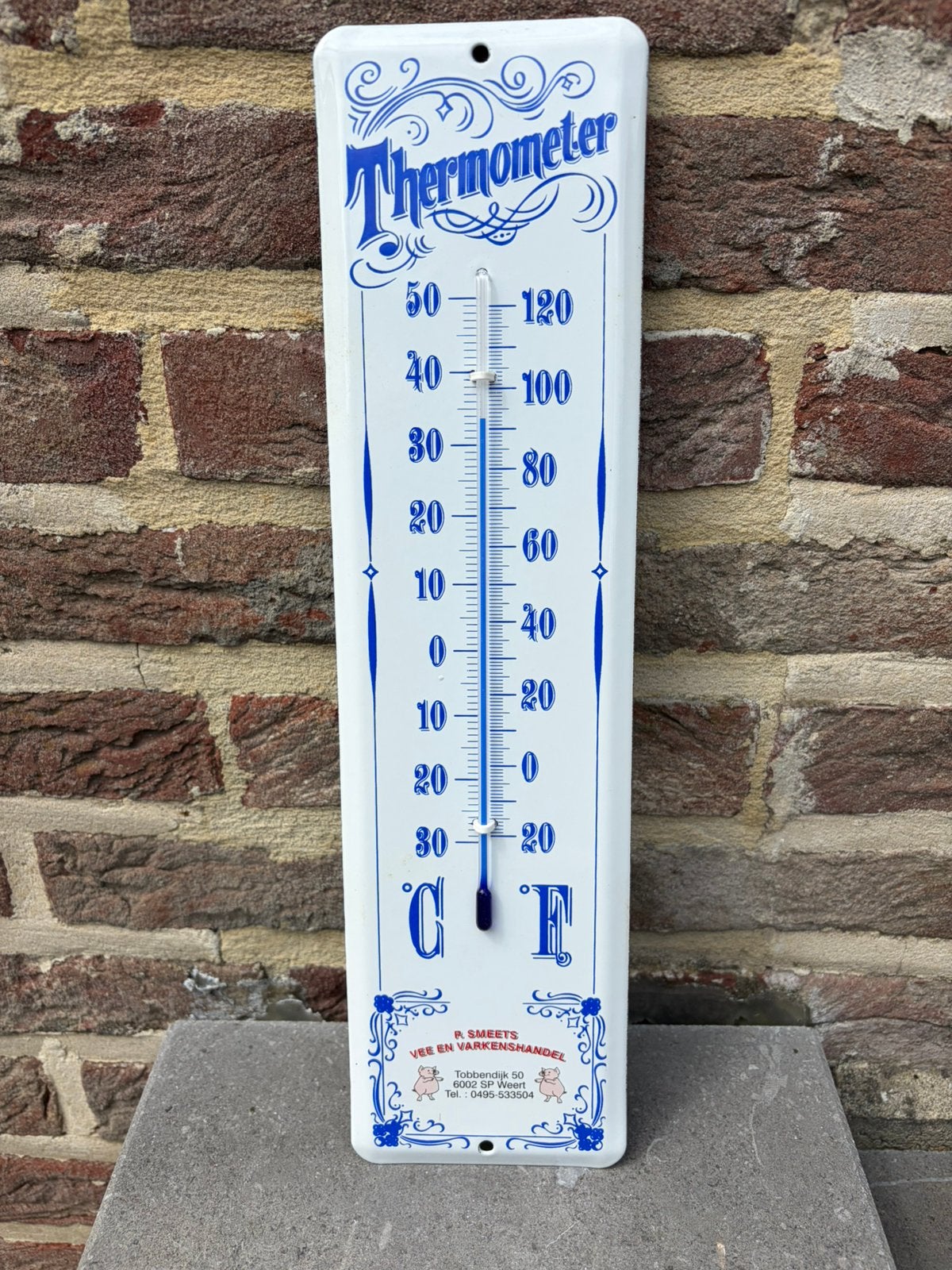 Emaille thermometer perfecte staat, Verzamelen, Merken en Reclamevoorwerpen, Ophalen, Zo goed als nieuw