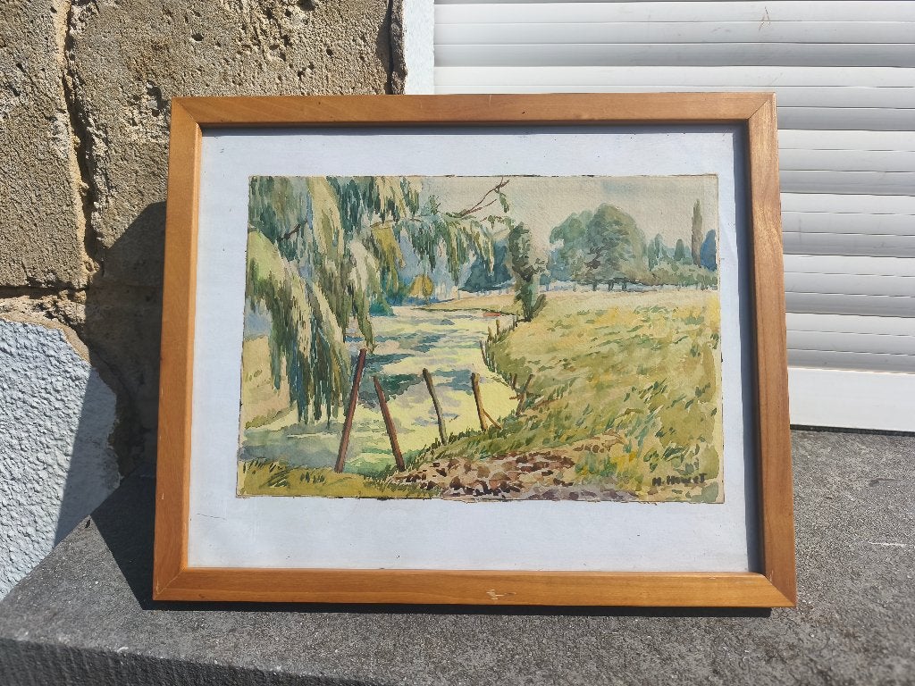 Aquarelle paysage signe marie howet, Enlèvement ou Envoi, Aquarelle, Paysage