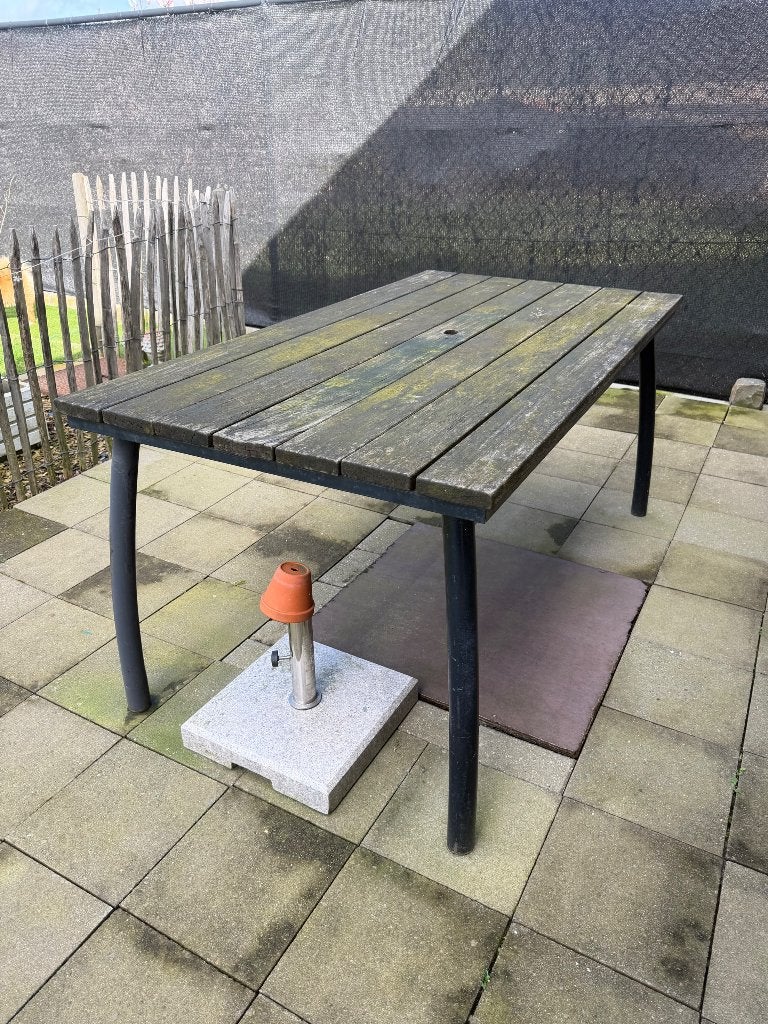 Buiten tafel, Tuin en Terras, Ophalen, Gebruikt, Rechthoekig, Hout