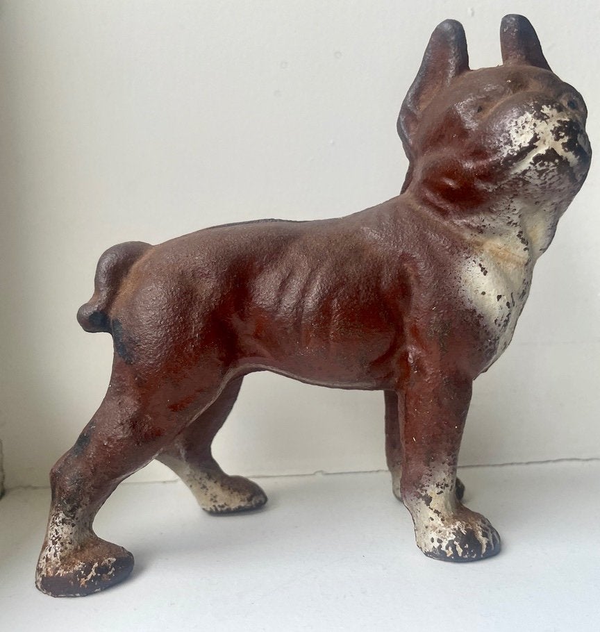 Mid-Century Boston Terrier origineel Patina deur raamstopper, Ophalen of Verzenden, Gebruikt, Binnen