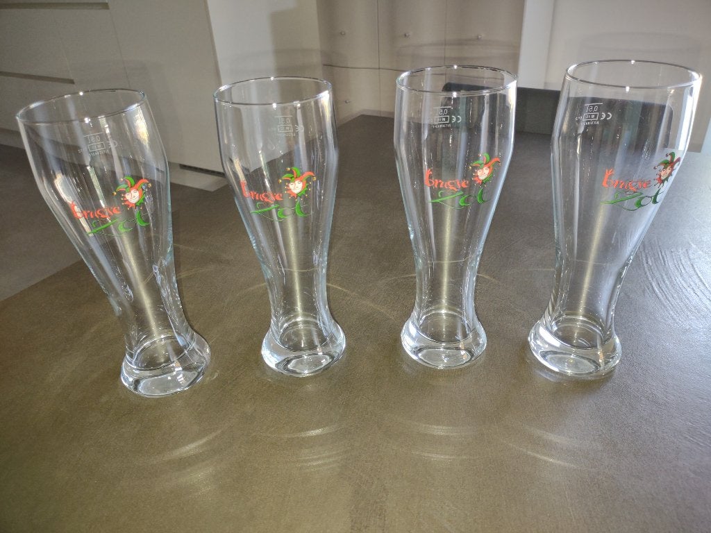 4 Brugse Zot flute-glazen 50 cl (zie foto’s & omschrijving), Ophalen, Nieuw