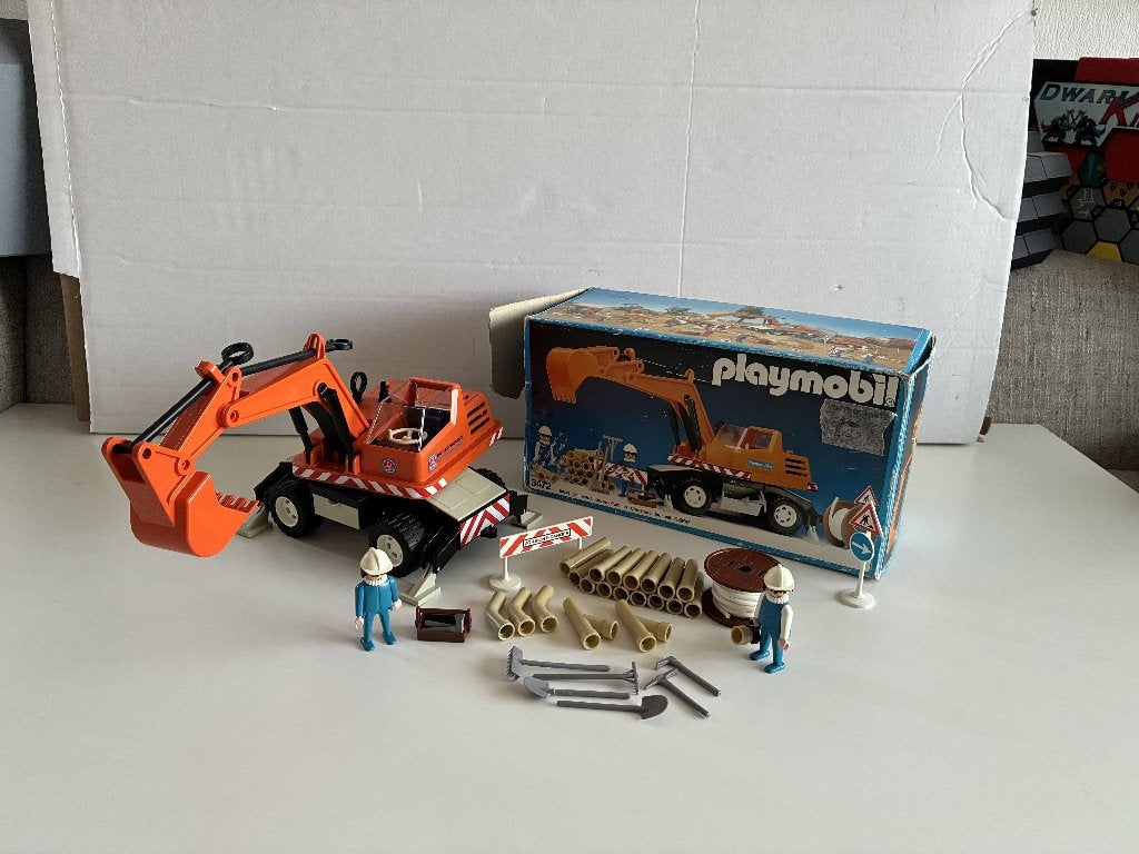 Playmobil Vintage Graafmachine 3472 met doos! - Lot C5, Kinderen en Baby's, Gebruikt, Complete set, Voertuig, Ophalen of Verzenden