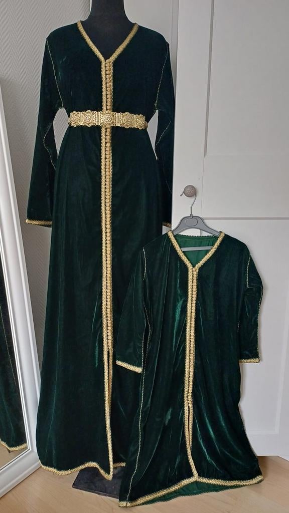 Caftan Mère et fille velours vert 60 eur les 2, Enlèvement ou Envoi, Vert