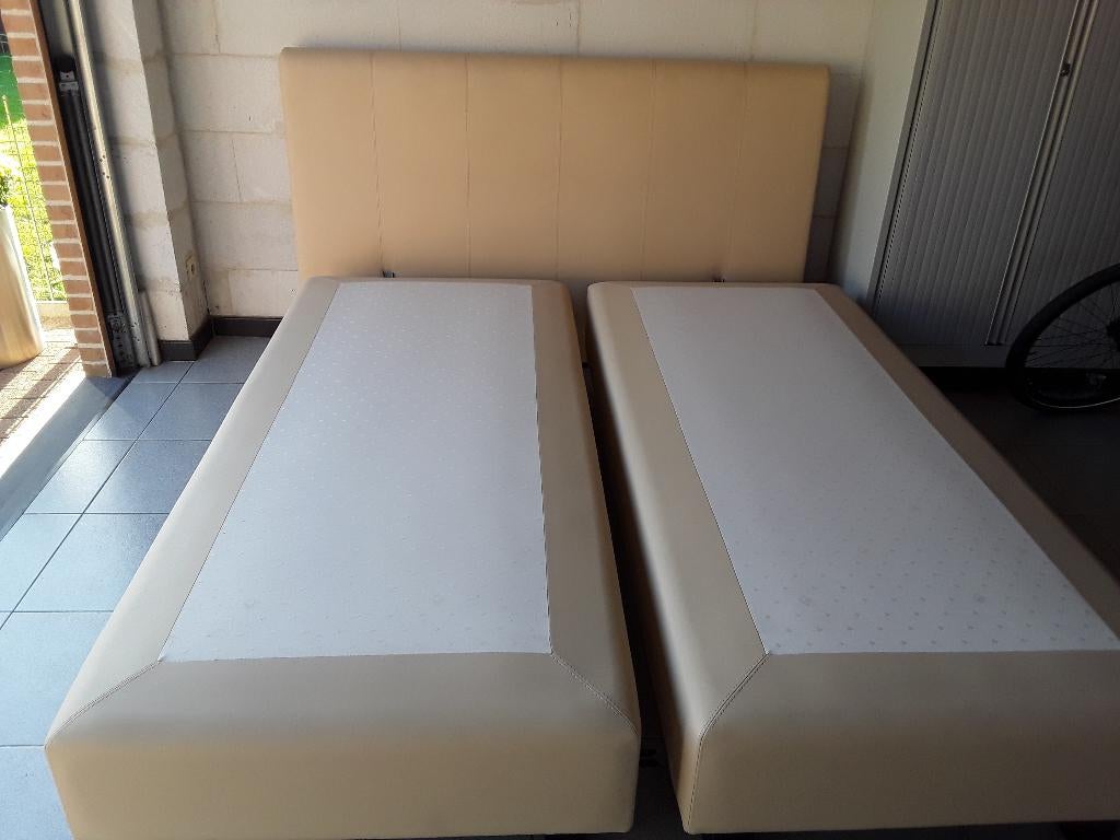 boxspring 180x200, Ophalen, Gebruikt, Beige, Tweepersoons