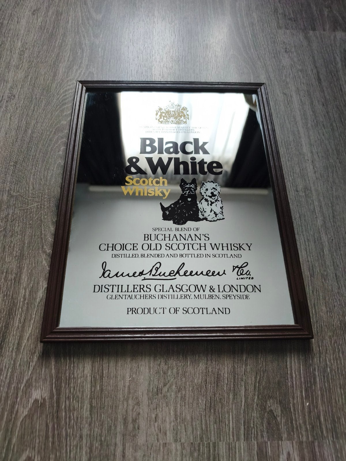 reclame spiegel black& White, Moins de 100 cm, Comme neuf, Enlèvement, Rectangulaire