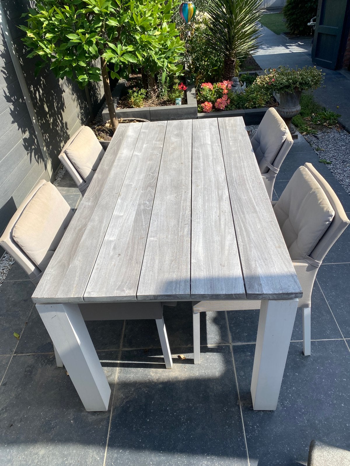 Tuinset tafel en 6 stoelen., Ophalen, Zo goed als nieuw, Aluminium, Tuinset
