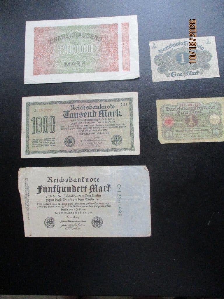WO1 : lot de billets allemands, Enlèvement ou Envoi