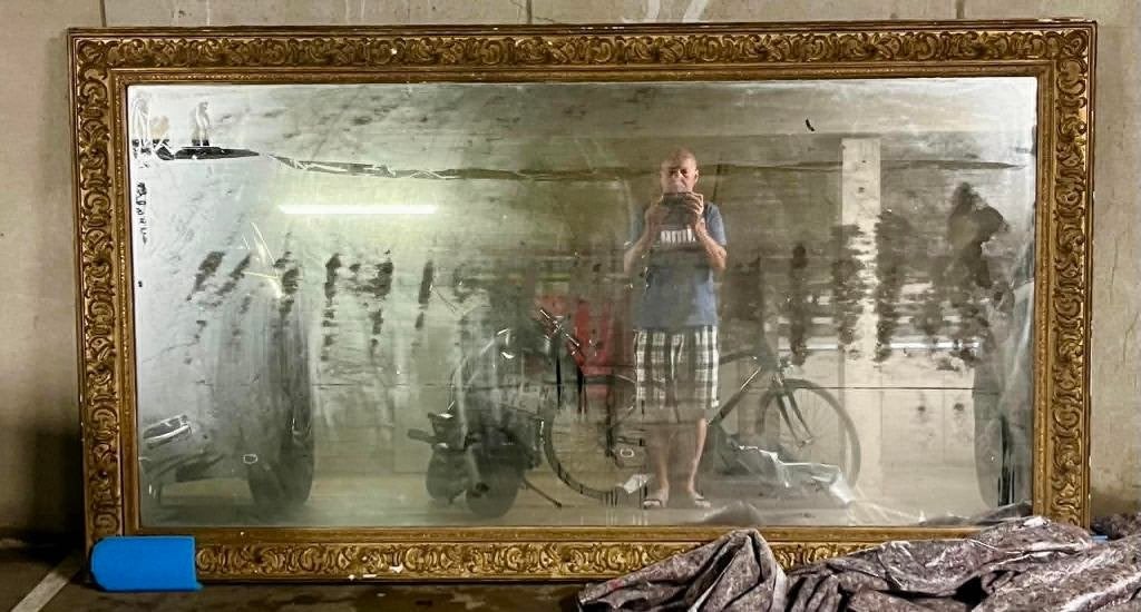 Monumentale antieke spiegel, Antiek en Kunst, Antiek | Spiegels, Ophalen, Rechthoekig, 100 tot 150 cm, 200 cm of meer