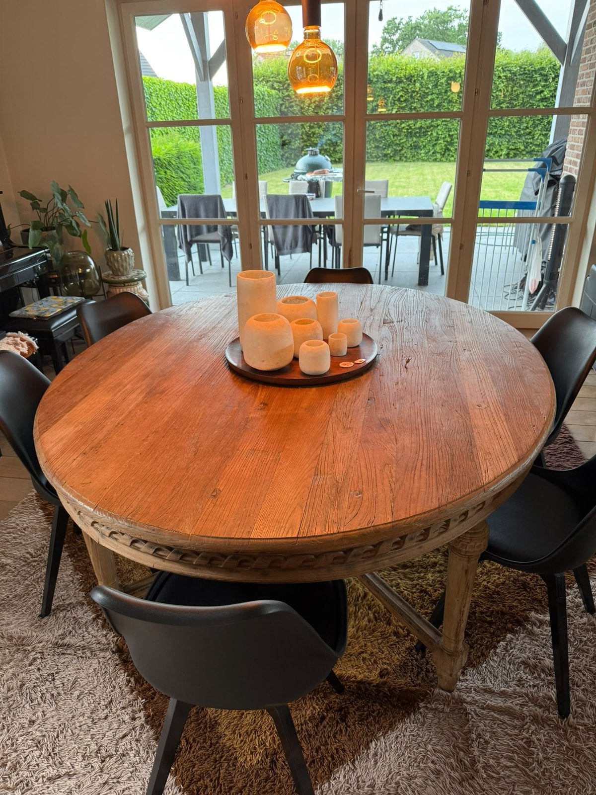 Grote ronde eettafel, landelijke stijl, Huis en Inrichting, Ophalen, 100 tot 150 cm, Vijf personen of meer, 150 tot 200 cm