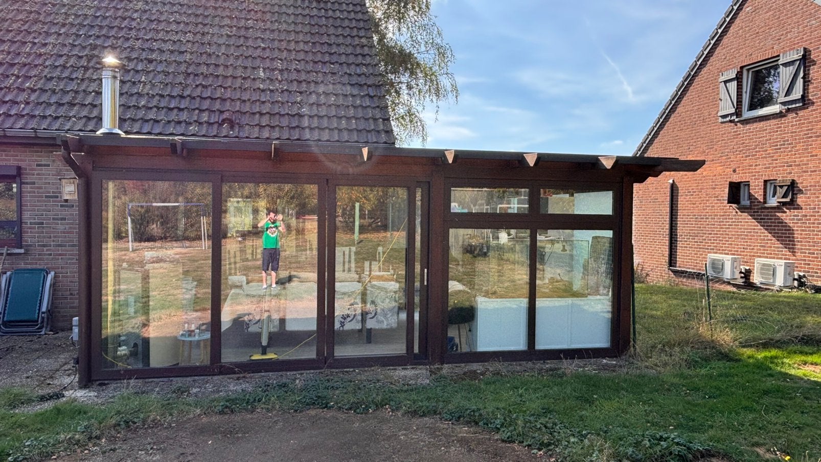 Véranda / Pergola fermée en bois vitrée, Enlèvement, Utilisé, Véranda