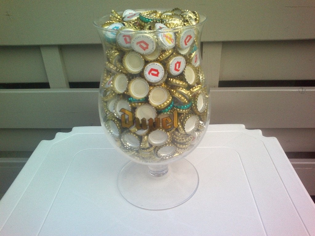 Groot 3 liter Duvel glas met gouden letters., Verzamelen, Biermerken, Zo goed als nieuw, Glas of Glazen, Duvel, Ophalen of Verzenden