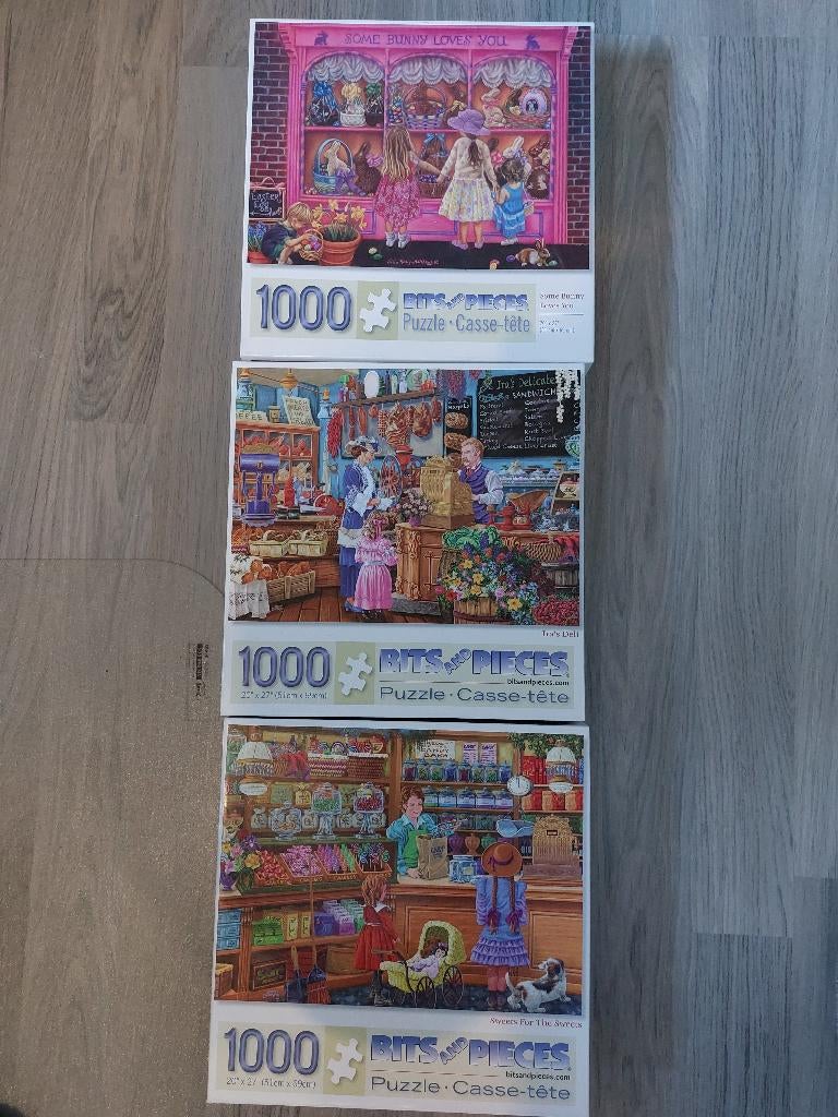 Set 3 puzzels Bits and Pieces 1000 stuks, Ophalen of Verzenden, 500 t/m 1500 stukjes, Zo goed als nieuw, Legpuzzel