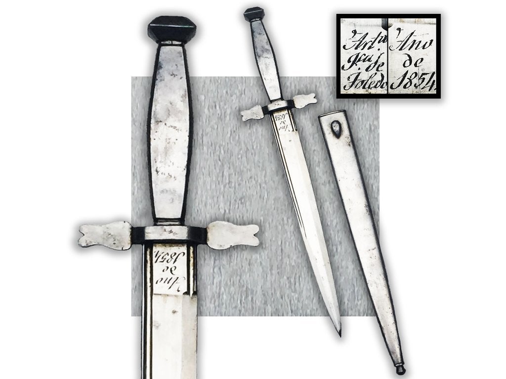 🚨Rare DAGUE ESPAGNOLE ANNO 1857 TOLEDO XIX Original, Collections, Enlèvement ou Envoi, Armée de terre, Couteau ou Poignard