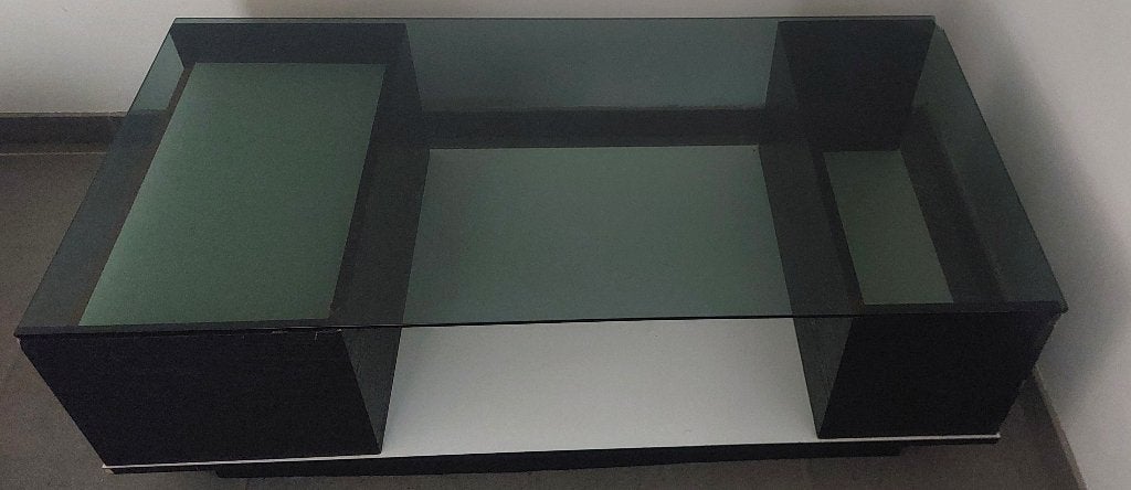 Glazen-houten salon tafel gratis op te halen, Ophalen, Gebruikt, 50 tot 100 cm, 100 tot 150 cm