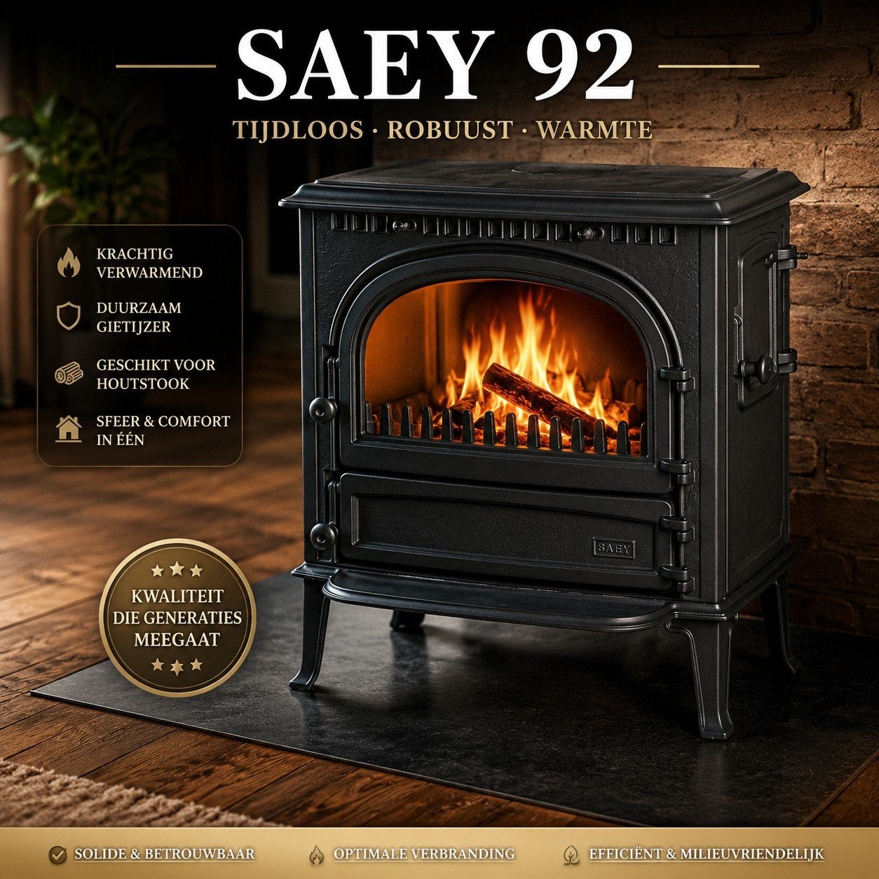 Houtkachel Saey 92 in zeer goede staat 5-14KW, Huis en Inrichting, Ophalen, Hout, Houtkachel