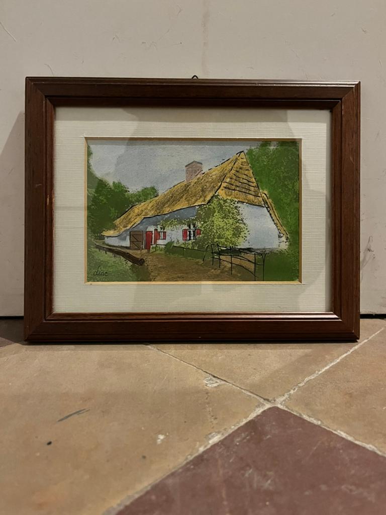 Peinture rustique, aquarelle d'une ferme à Bokrijk, Enlèvement