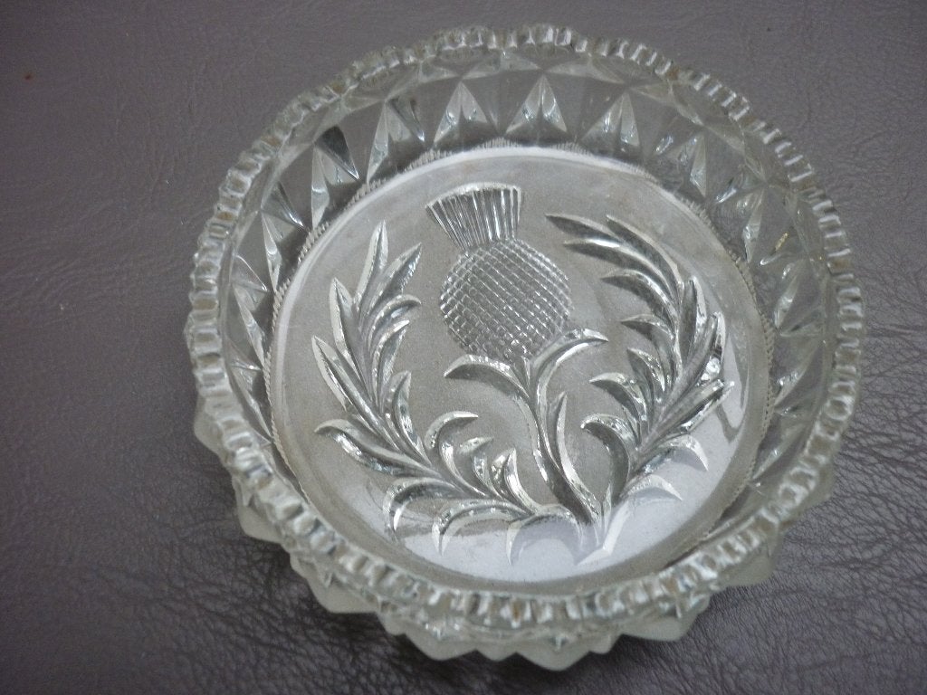 Plat à bijoux en cristal avec chardon écossais, Enlèvement ou Envoi