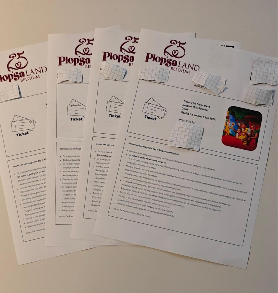 4 tickets Plopsaland (De Panne)