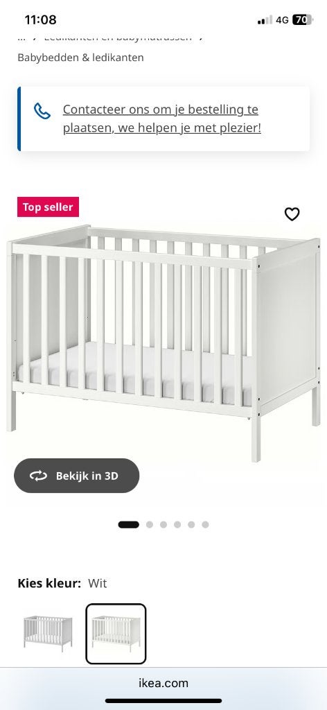 Babybed sundvik ikea, Ophalen, Zo goed als nieuw, Ledikant