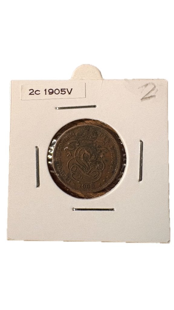 LEOPOLD II: 2 cent 1905V (2), Ophalen of Verzenden