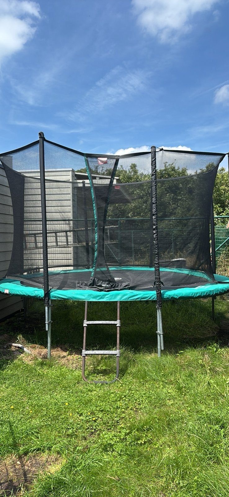 Trampoline BERG 380cm met safety net comfort met afdekzeil, Ophalen, Gebruikt